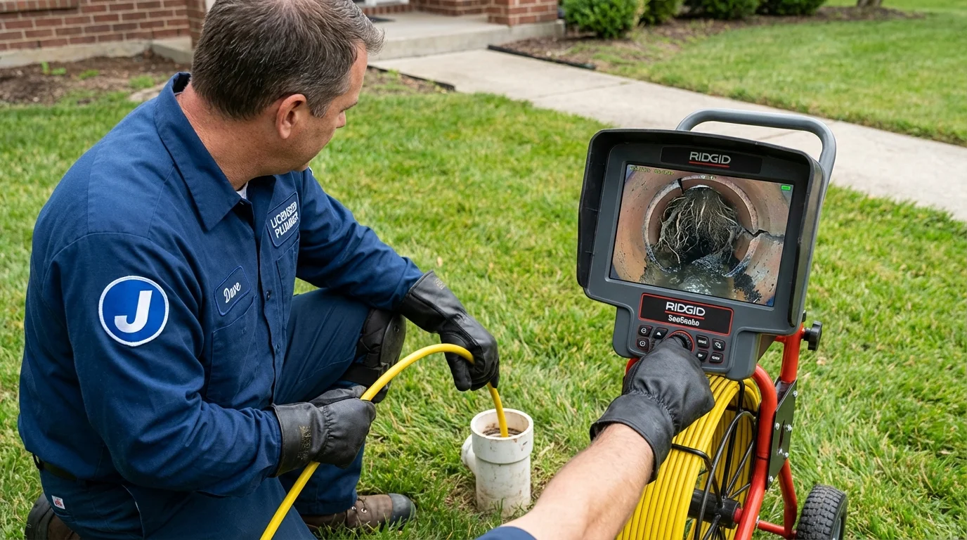 Sewer camera inspection being performed by Johns Plumbing LLC in Terry
